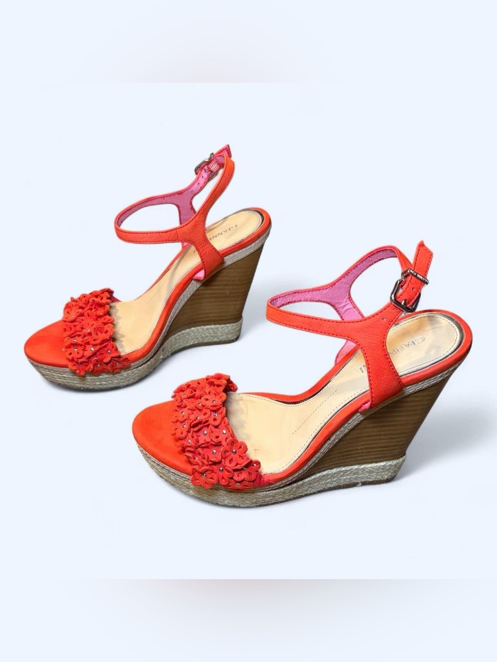 Red Floral Wedges Platform Heels by Gianni Bini!